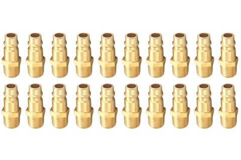 T TANYA HARDWARE Pro high-flow male plug fittings kit, 20 pcs, solid brass, 1/4 in NPT quick-connect air fittings set