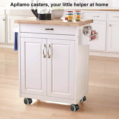 Kitchen cart with Heavy Duty 2 Inch Caster Wheels Set Of Four With Rotating Top Plate shown in home setting