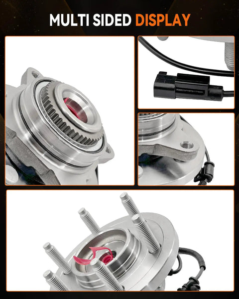 Front Wheel Bearing Hub Assembly 2 Pack 515142 Compatible With Ford Expedition 2011 2014 Ford F 150 2010 2014 Lincoln Navigator 2011 2014 6 Lugs With ABS, showing multi-sided views with ABS sensor and 6-lug design.