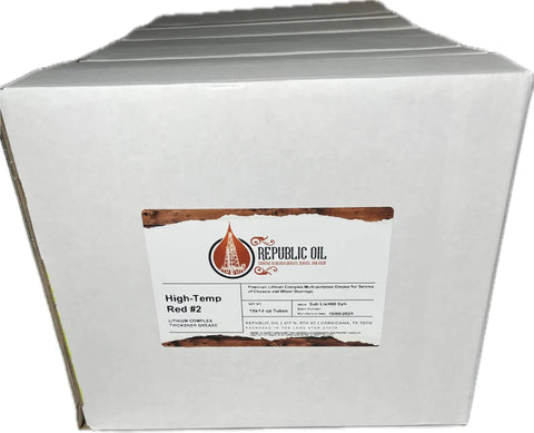 Box of Red Number Two EP2 Lithium Complex Multi Purpose Grease Built For High Temp And Extreme Pressure, 40 tubes in 4 boxes