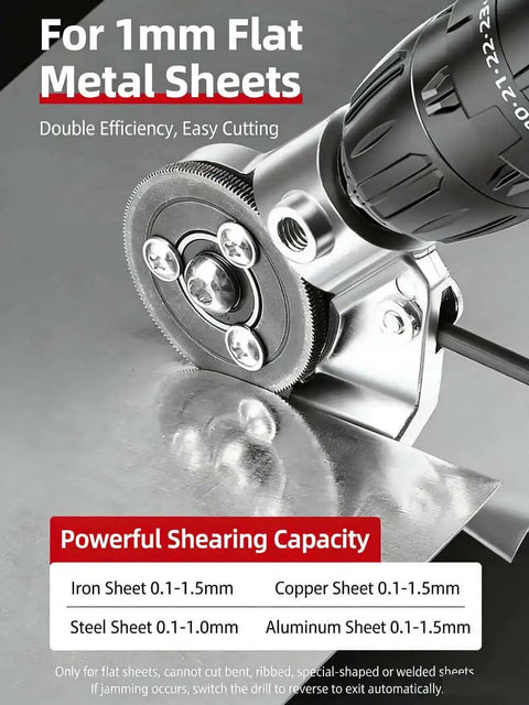 Drill Nibbler Sheet Metal Cutter Attachment for electric drills cutting aluminum and steel sheets up to 0.8mm thick fast and clean