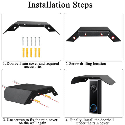 Installation steps for All Weather Stainless Steel Doorbell Rain Cover That Bosses Up Outdoor Protection With Anti Glare Sun Shade Built Tough Against Rain And Sun Durable Weatherproof Shield For Video Doorbells Compatible With E340 C31 C30 S330 S220 And 2K Security Models