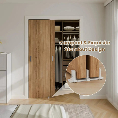 Sliding Barn Door Floor Guide For Double Bypass Doors With Adjustable Three Roller System Easy Install Bottom Guide In White Finish