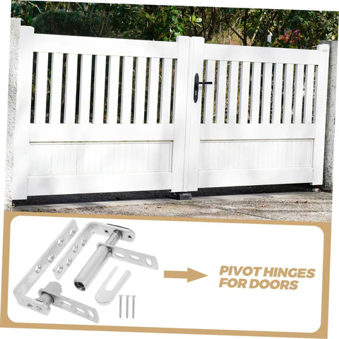 White wooden gate with black handle shown with pivot hinges for doors, ideal for concealed cabinets and modern interior doors.