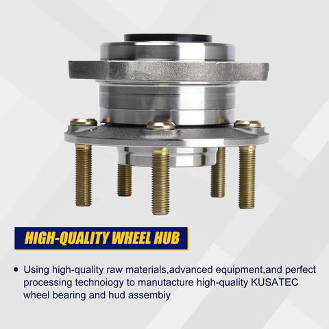 Beefed Up Front And Rear Wheel Bearing And Hub Assembly 513266 For Hyundai Santa Fe Veracruz And Kia Sorento 2007 To 2018 With Five Lug Bolts Without ABS Front And Rear Wheel Hub Replacement For AWD Vehicles side view showing lug bolts and hub design.