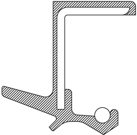 Cross-section diagram of Auto Transmission Output Shaft Seal 710702 Spring Loaded Multi Lip Design by National, showing seal layers.