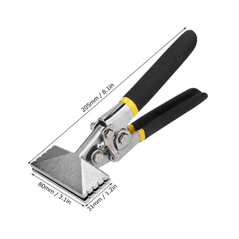 3 Inch Steel Sheet Metal Hand Seamer with Folding Straight Jaw, dimensions marked, ideal for ceilings and suspended ceilings work.