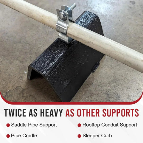Rooftop Pipe Support CTL 6 Inch Heavy Duty Pipe Cradle And Conduit Support 250 Lb Capacity Cut To Length 100 Percent Recycled Plastic