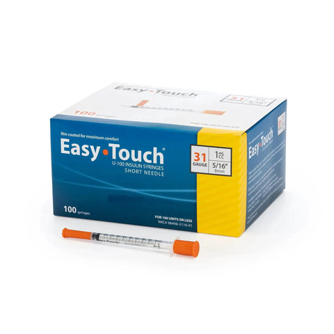 31 Gauge U 100 Insulin Syringes 1cc 5/16 Short Needle Disposable Box Of 100 with individual syringe
