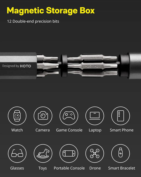 Compact 24 In 1 Mini Screwdriver Set With Magnetic Torx Bits Eyeglass Repair Kit showcasing precision bits and compatible gadgets
