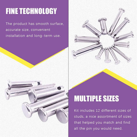 44 Piece Clevis Pin Assortment Kit In 304 Stainless Steel M3 M4 M5 Flat Head Pins With Holes T Shape And Round Pins 12 Types
