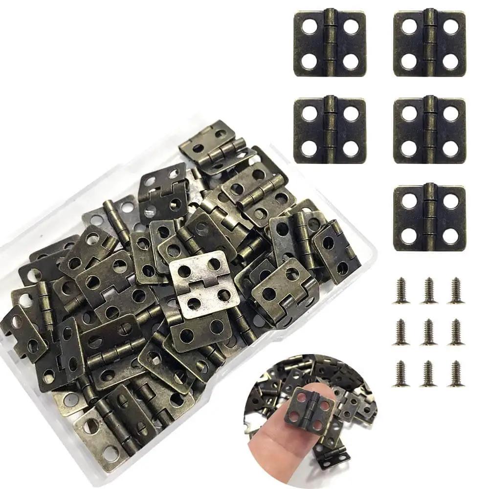 50 Mini Iron Hinges With 200 Screws In Antique Bronze ...