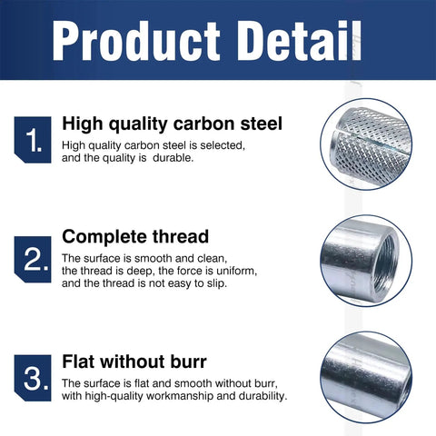 Drop-In Anchor Kit With 3 1/7 Inch Hole Depth And 1 Inch Hole Diameter, details of quality, thread, and surface finish.