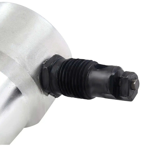 Close-up of metal cutting tip from Double Head Sheet Metal Nibbler Cutter Attachment For Drill Pro Grade Heavy Duty Metal Cutting Tool