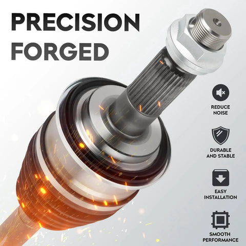Close-up of Front CV Axle Shaft Assembly Set Fits GM SUVs Traverse, Acadia, Enclave, Outlook 2007-2017 Driver And Passenger Side 2 Pack, 3.6L And 2.5L Engines, Neoprene Boot Included, Ready To Install showing precision forged design.