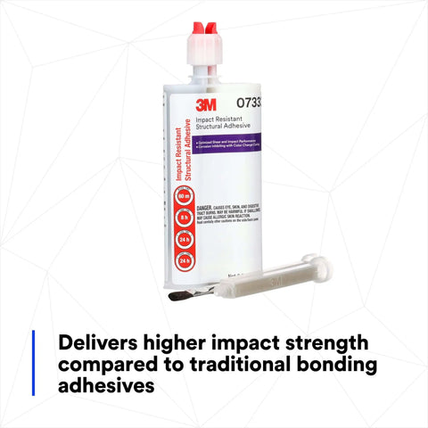 Image of Impact Resistant Structural Adhesive 07333, Two-Part Epoxy for Automotive OEM Repair, 200 mL cartridge with color-change indicator.