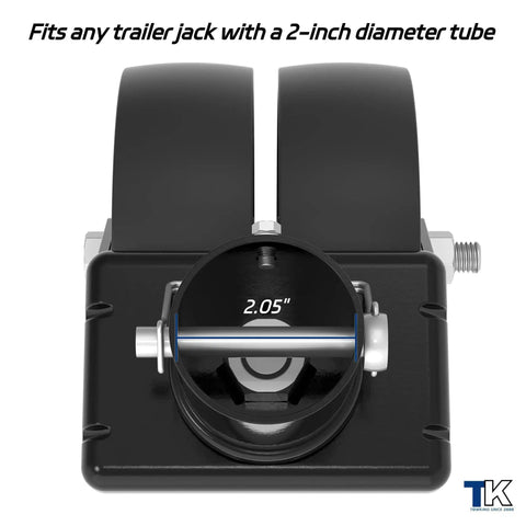 Front view of 2000 Lb Dual 6 Inch Trailer Jack Swivel Caster With Pin For 2 Inch Tubes Wheel Replacement For Boat And Utility Trailers Stable Lift And Easy Mobility With Durable PP Wheels For All Weather Use.