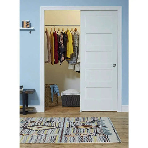 Heavy Duty Bypass Track And Hardware Set For Two Door Sliding System 96 Inch Aluminum Top Hung Track installed in closet