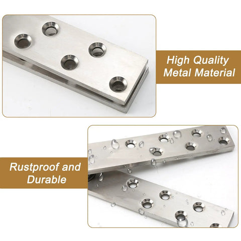 Close-up of 2-Pack Heavy Duty Hidden Door Pivot Hinges for Bookcase and Cabinet Doors by NCONCO, rustproof metal construction.