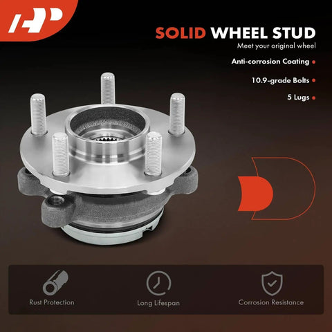 2x Front Wheel Bearing And Hub Assembly Kit 5 Lug Bolt-In Compatible With Nissan Altima 2007 To 2018 product front view