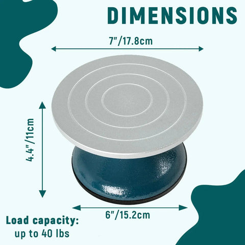 Dimensions of All Metal Pottery Banding Wheel 7 Inch Heavy Duty Pro Grade Turntable For Ceramics With Ball Bearings