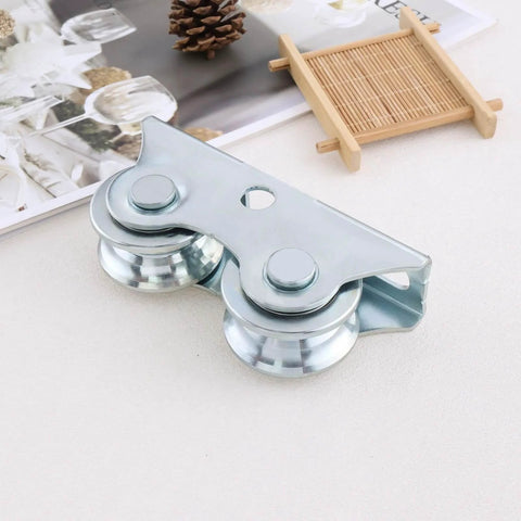 Heavy Duty V Groove Sliding Gate Wheel With Bracket Double Bearing Caster for rolling doors galvanized steel