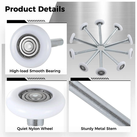 30 Pack 1.8 Inch Garage Door Rollers With 4.7 Inch Stem Ultra Quiet Nylon Replacement Wheel for Garages Barns and Warehouses
