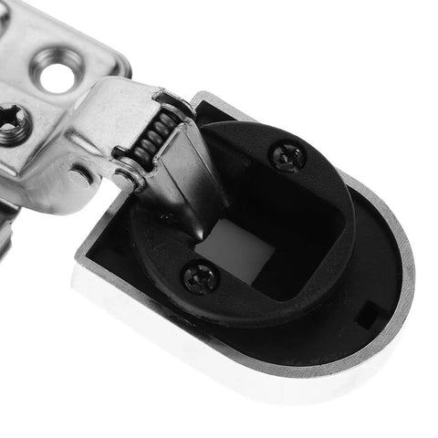 Close-up of a 2 Pack Buffer Hinges For Glass Cabinet Doors With Soft Close And Corrosion-Resistant Iron Plastic Construction.