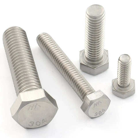 Heavy Duty 1/4-20 x 1-1/2 Inch Hex Head Bolts Made from Top-Notch 304 Stainless Steel 18-8, fully threaded, multiple sizes on display