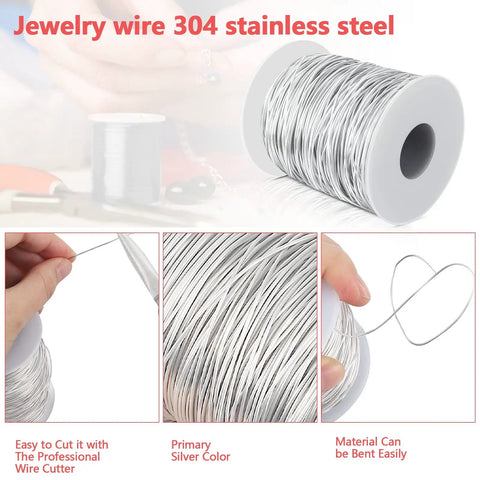 20 Gauge 0.8mm 304 Stainless Steel Wire 164 Ft Rust Resistant High Strength For Jewelry Making Sculpting DIY Crafts And Home Decor Beading Wire For Necklaces Bracelets And Wire Wrapping on spool.
