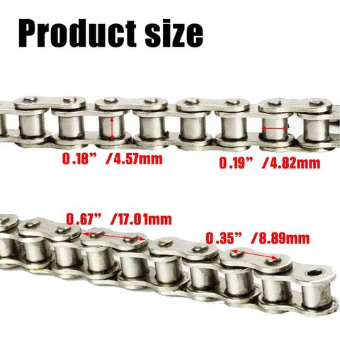 160 Links 35 Chain With Chain Breaker And 5 Master Links For Mini Bikes And Go Karts Compatible With Coleman Powersports CT100U CC100X CK100 SK100 Motovox MBX10 MBX11 Mega Moto And Predator 212 79cc 97cc 100cc Engines Powersports Parts Kit product sizing details