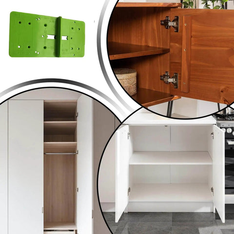 35mm Hinge Template Router Jig For Cabinets Drawers And Furniture Doors With Pro Grade Durable Aluminum Guide And Adjustable Stops Precision Concealed Hinge Boring Jig For Woodworking Installations visible with installed cabinets.