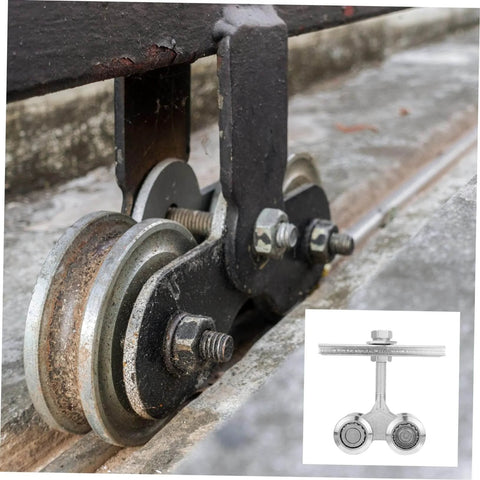 Heavy Duty Sliding Barn Door Roller Kit With Beefy Gate Rollers And Steel Track for smooth quiet durable door movement