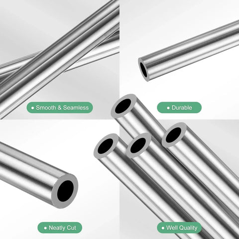 304 Stainless Steel Tube 4 Pack 300mm Seamless Pipe 5mm OD 0.8mm Wall for construction and DIY uses