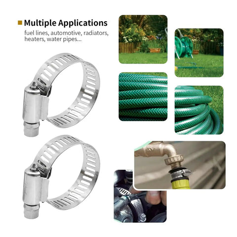 Heavy Duty Pro Grade Stainless Steel Hose Clamp Set, 25 Pcs, 304 Pro Grade, fits 3/4 to 1-1/4 inch pipes, adjustable, corrosion resistant