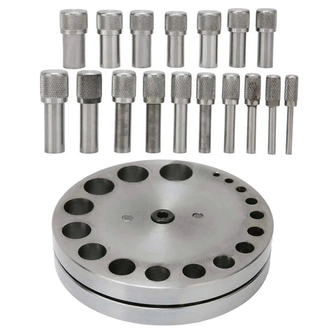 Disc Cutter Set Pro Grade 45 Steel Punch Tool With 17 Dies for Jewelry Making and Crafting, Metal Cutting Kit, Silvery Finish