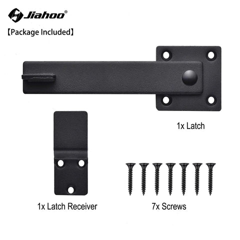6 Inch Barn Door Flip Latch For Fence And Shed Gates Heavy Duty Solid Metal Iron Hardware In Matte Black with screws and latch receiver