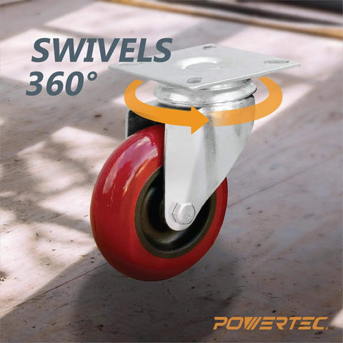 3 Inch Swivel Caster Wheels Set Of 4 With Heavy Duty Plate Casters And Polyurethane Tires 640 Lb Total Capacity shown installed