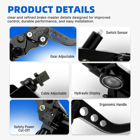 DREAMIZER motorcycle clutch lever, adjustable short brake handle for 7/8 in (22mm) handlebars; hydraulic brake compatible.