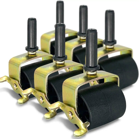 Six Piece Heavy Duty Locking Metal Casters For Bed Frame Replacement Wheels With Secure Locks Smooth Rolling On Carpet And Hard Floors