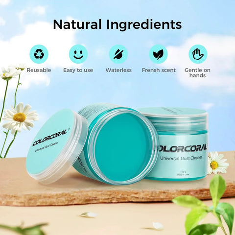 Car Cleaning Gel Universal Cleaning Putty For Car Vents And Interior Dust Removal Auto Detailing Kit Not Sticky To Hands Sweet Scent 160g in two containers on natural background.