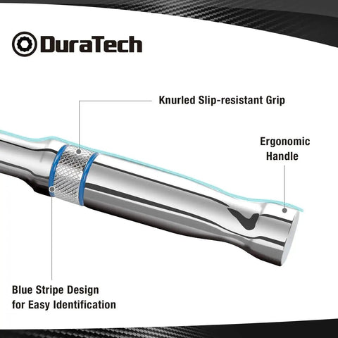 Close-up of Three Eighths Inch Drive Ratchet With Ninety Tooth Quick Release, showing ergonomic handle and slip-resistant grip.