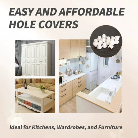 500 Pieces Plastic Hole Plugs Set For Three Sixteenth Inch Holes White Round Button Caps for cabinets and shelves installation