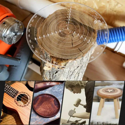 Round Center Finder Compass for Wood Turners Lathe Work Pro Grade Clear Acrylic Circle Layout Tool with Center Hole 300mm 11.8 Inch Diameter.