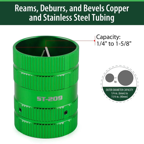 Ultimate Pipe Deburring And Chamfer Reamer Tool For Copper PVC PPR Brass Aluminum And More, Fits 1/4 to 1-5/8 inch, green finish