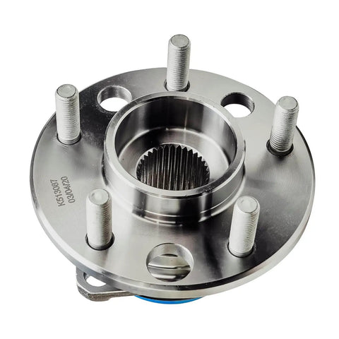Close-up of 2 Front Wheel Hub Bearing Assemblies Pack for Buick LeSabre 1991-1999, 5-lug Front Hubs with ABS Sensor Wire