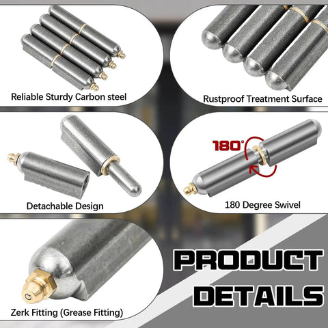 5 Pcs Weld On Barrel Hinge Set 3 Inch For Swing Doors Trailers Carbon Steel, product details with detachable design and swivel.