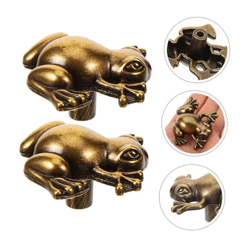Frog Shape Pull Handles 2 Pack Vintage Style Metal Cabinet Drawer Pulls for Wardrobe Dresser and Kids Room Hardware Durable