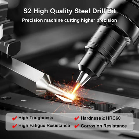 S2 steel drill bit in use from 52-In-1 Precision Screwdriver Set With Magnetic Mini Repair Tool Kit for electronics