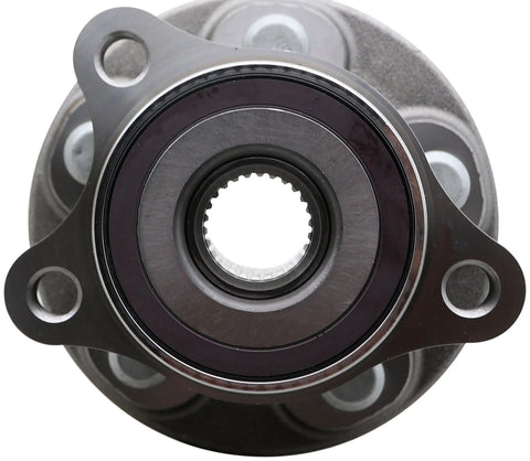 Front view of front wheel bearing and hub assembly for Toyota vehicles workhorse repair kit with hub and bearing direct fit OEM quality.